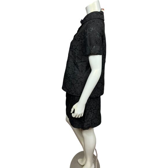 Lady in Waiting Black Floral Jacquard Maternity Two Piece Set with Apron Panel - Picture 9 of 9